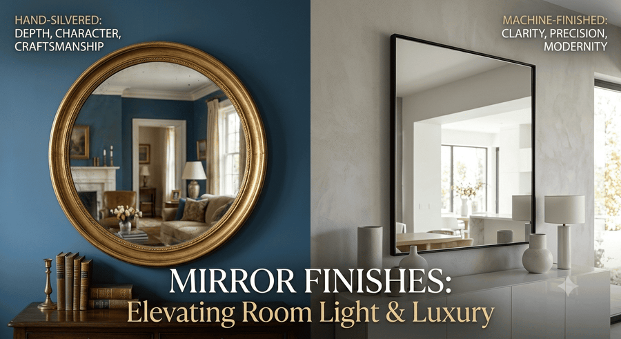 Hand silvered decorative mirror highlighting artisan craftsmanship and texture
