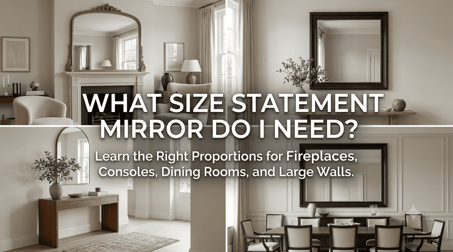 Large statement wall mirror sized to complement a spacious living area