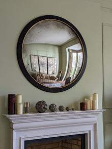 Ferrara Antiqued Silver Convex Mirror with Nero Frame