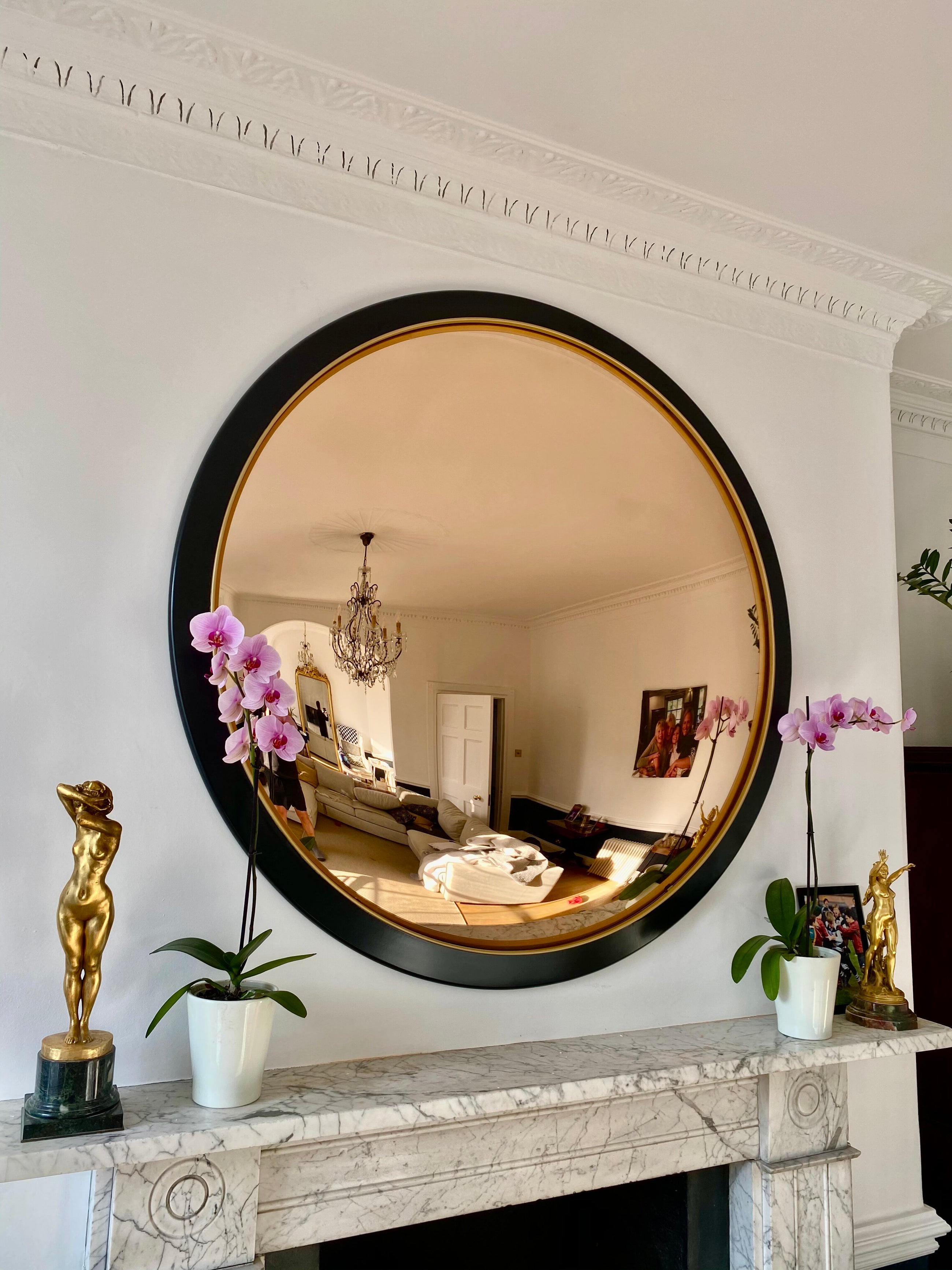 Ravello Rose Gold Convex Mirror - Nero Frame