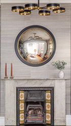 Ferrara Antiqued Silver Convex Mirror with Nero Frame