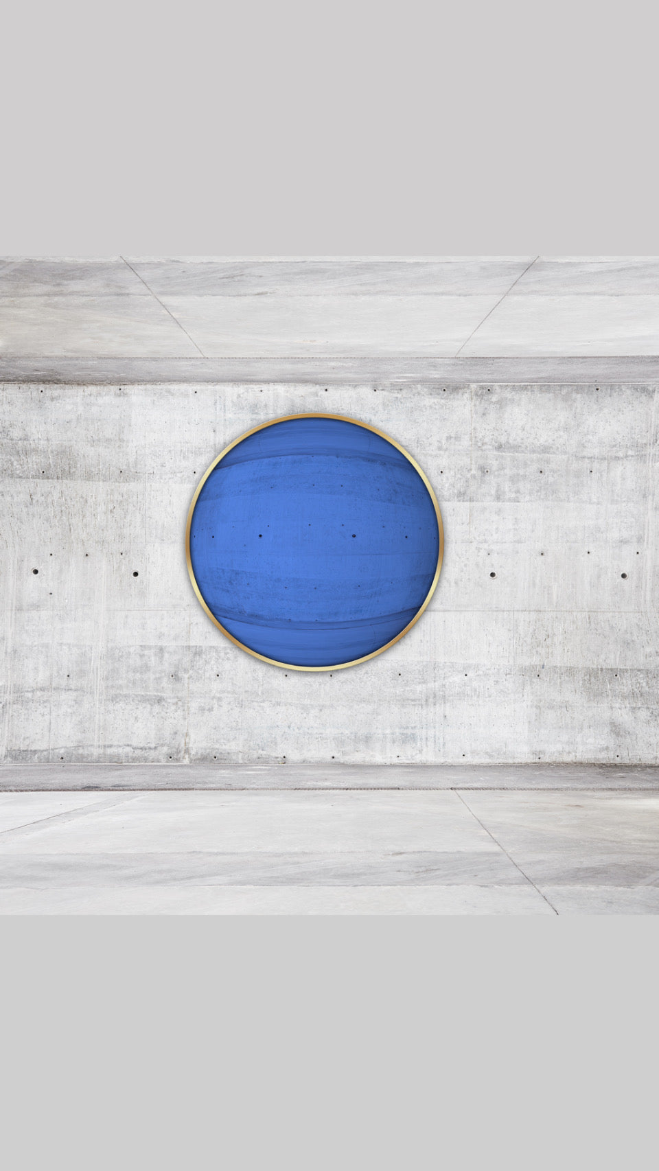 Portofino Blue Convex Mirror - Brushed Gold Frame