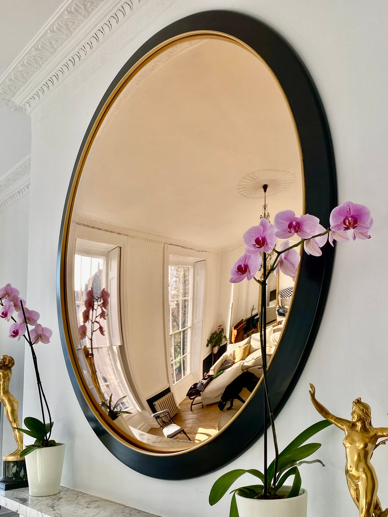 Ravello Rose Gold Convex Mirror - Nero Frame