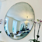 antiqued silver convex mirror