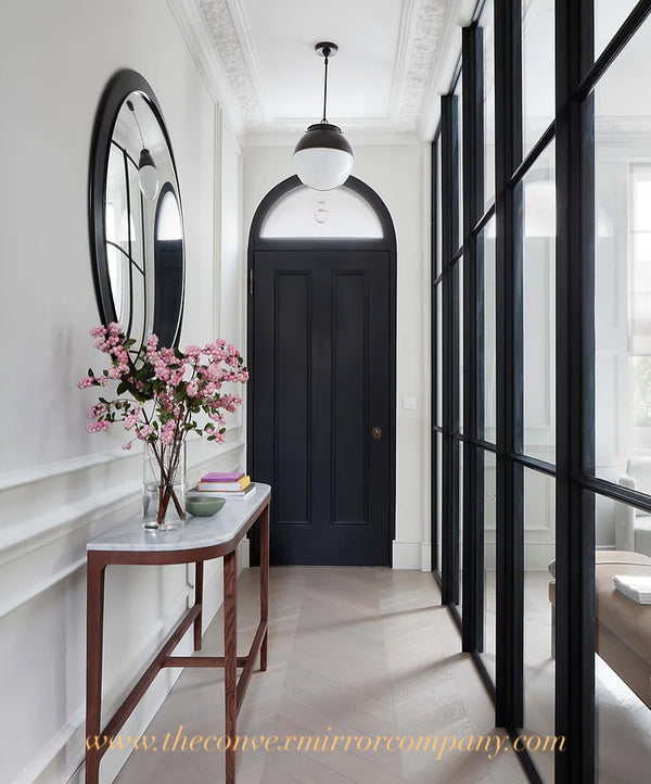 Stilo Plain Silver Convex Mirror with Nero Frame