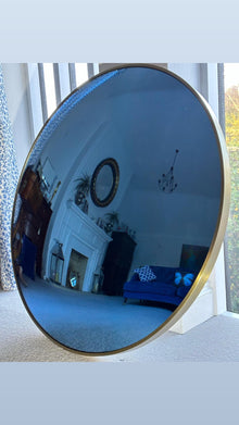 Portofino Blue Convex Mirror - Brushed Gold Frame