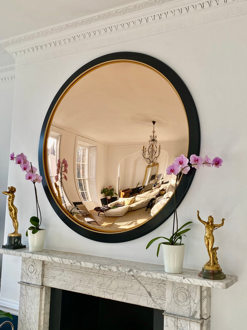 Ravello Rose Gold Convex Mirror - Nero Frame