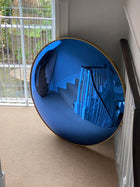 Portofino Blue Convex Mirror - Brushed Gold Frame